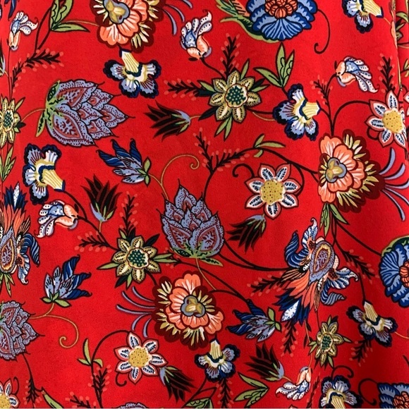 Chelsea & Theodore Floral Tunic Top Womens XXL Red Multi Popover V Neck Shirt - Picture 4 of 17